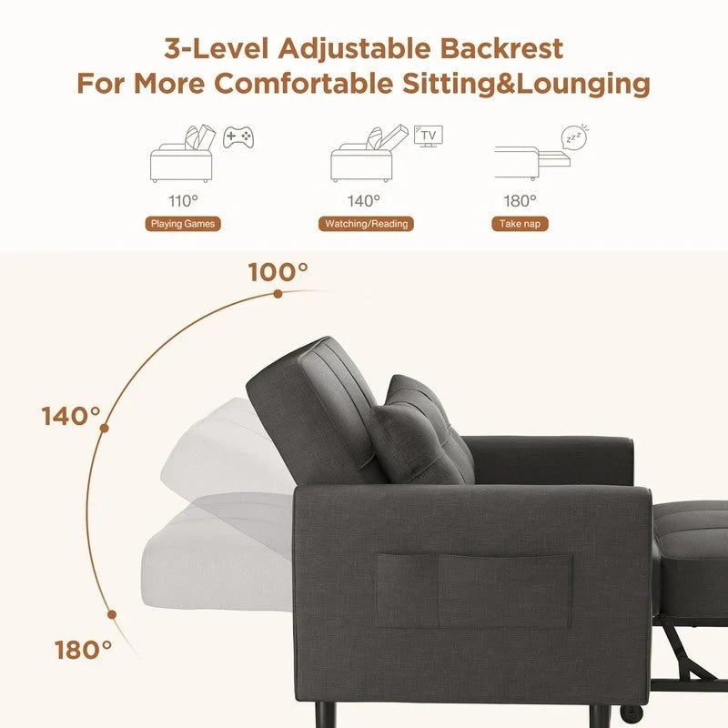 Wielofunkcyjna sofa 3 w 1 z funkcją spania, rozkładany fotel, składane łóżko do salonu