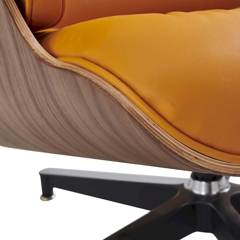 Skórzany fotel wypoczynkowy typu lounge w stylu Mid-Century Modern z funkcją rozkładania