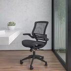 Obrotowe krzesło biurowe gabinetowe Flash Furniture z przezroczystej siatki, z zagłówkiem do połowy pleców i podnoszonymi podłokietnikami