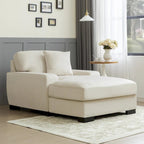 Nowoczesna sofa z funkcją spania typu chaise longue w stylu mid-century, o powiększonych wymiarach, z poduszką