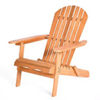 Costway 4 szt. Składane drewniane fotele Adirondack Eucalyptus Leżaki ogrodowe Naturalne