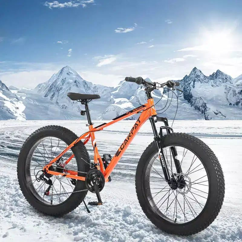 NAYSAYE Rower 26 cali, rower fatbike, 21 przełożenie, pełne osprzętowanie, dla dorosłych i młodzieży, do jazdy w terenie, pomarańczowy, 74*25*41