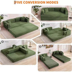 Rozkładana sofa 5 w 1, modułowa kanapa 78,8" z sztruksu z solidną ramą, wielofunkcyjny futon do małych przestrzeni, salonu i pokoju gościnnego