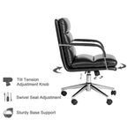 Glitzhome Skórzane Krzesło Biurowe Regulowane Obrotowe z Podłokietnikami Ergonomiczny Design