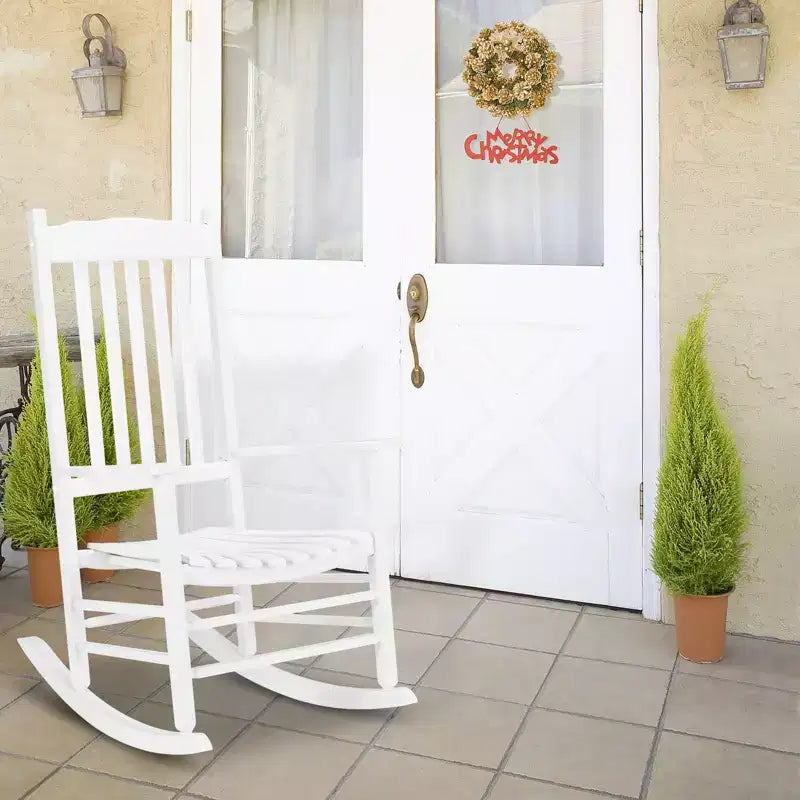 Karl Home | 24-calowy bujany fotel tarasowy z litego drewna