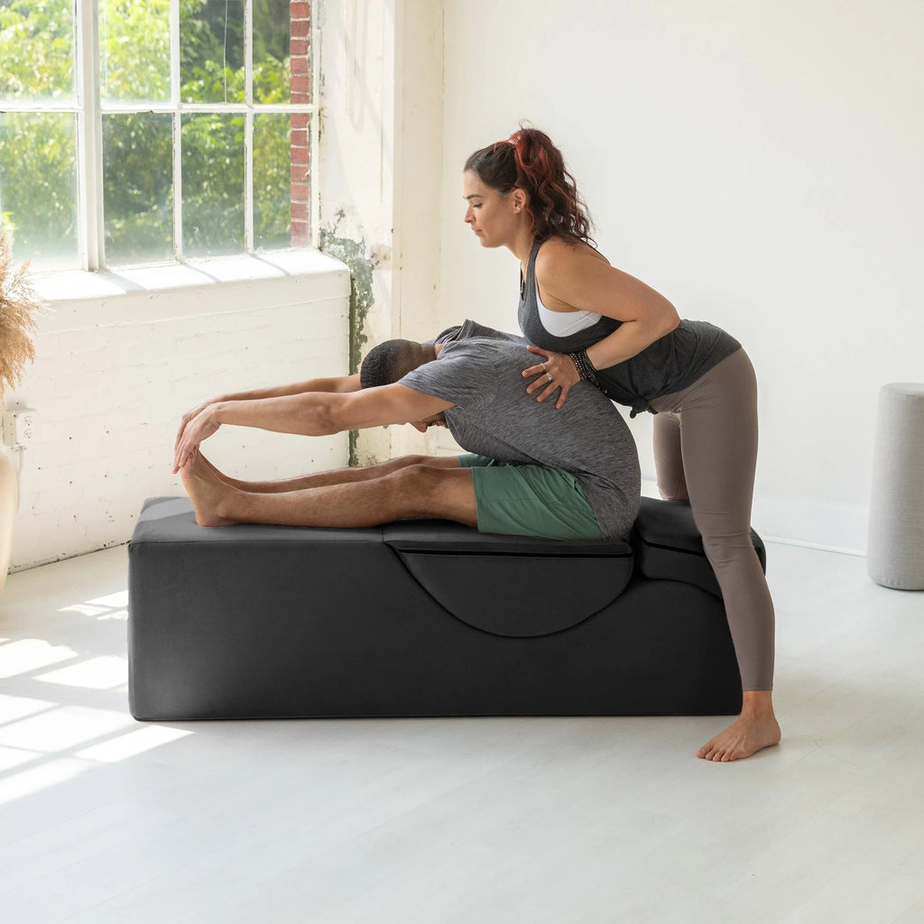 Szezlong rozkładany Avana Kami / Yoga & Massage – Pufa 2 w 1 z ukrytym rozkładanym fotelem do jogi, mikrowelur – Nie dotyczy