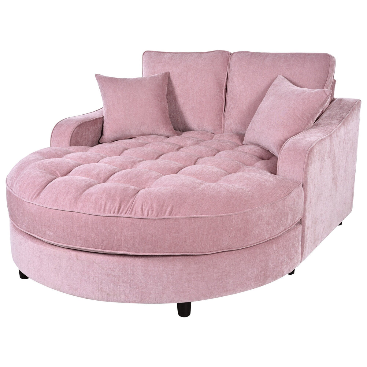 Sofa rozkładana typu chaise longue z chenille, tapicerowana sofa z pikowanym oparciem i 2 zdejmowanymi poduszkami do salonu
