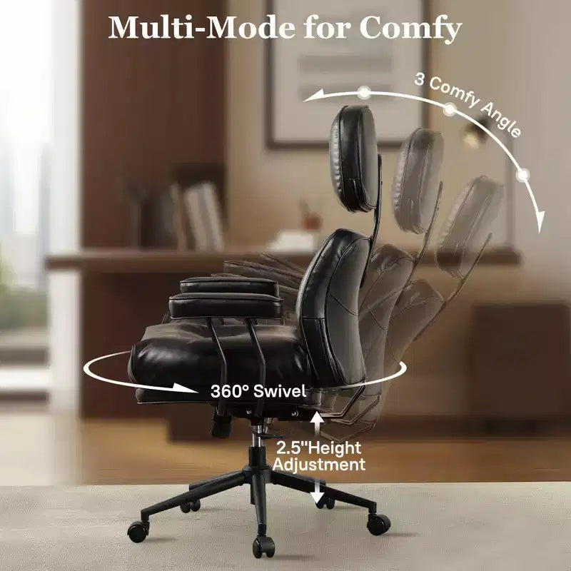 HOMLUX Wysokie krzesło biurowe z funkcją odchylania, ergonomiczne krzesło biurkowe z wygodnym podparciem lędźwi i karku