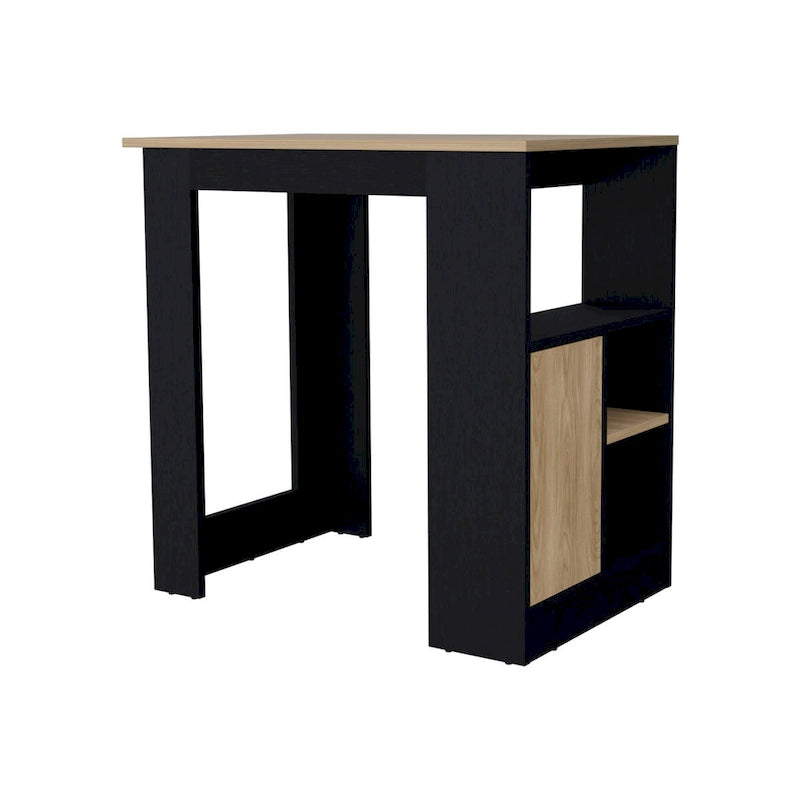 FM FURNITURE Wyspa kuchenna Arial z melaminy, czarny/naturalny dąb