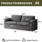 Sofa dwuosobowa Dyonery 86 Cloud, głębokie siedzisko i szerokie poduszki podłokietników, solidna rama, ergonomiczna i przewiewna konstrukcja