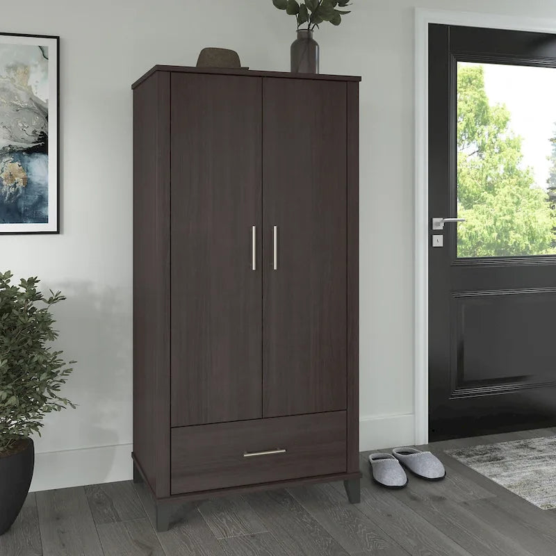 Wysoka szafka do przedpokoju Somerset z drzwiczkami i szufladą marki Bush Furniture