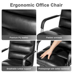 Glitzhome Skórzane Krzesło Biurowe Regulowane Obrotowe z Podłokietnikami Ergonomiczny Design