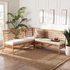 Zestaw 3-częściowy do jadalni z ławką Capella Modern Bohemian Honey Rattan