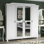 Palace Imports Szafa 4-drzwiowa Kyle w 100% z litego drewna, z drzwiami drewnianymi lub lustrzanymi