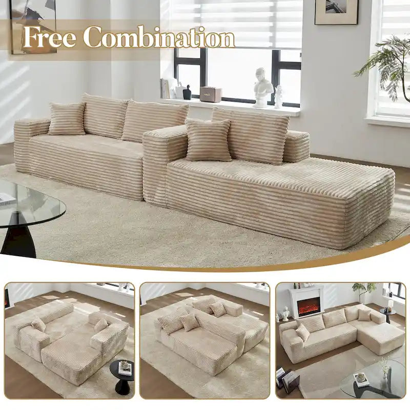 Nowoczesna tapicerowana sofa typu chaise longue z poduszkami do salonu
