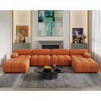 138 Modułowa sofa narożna z funkcją spania, minimalistyczna sofa w kształcie litery U wykonana z weluru