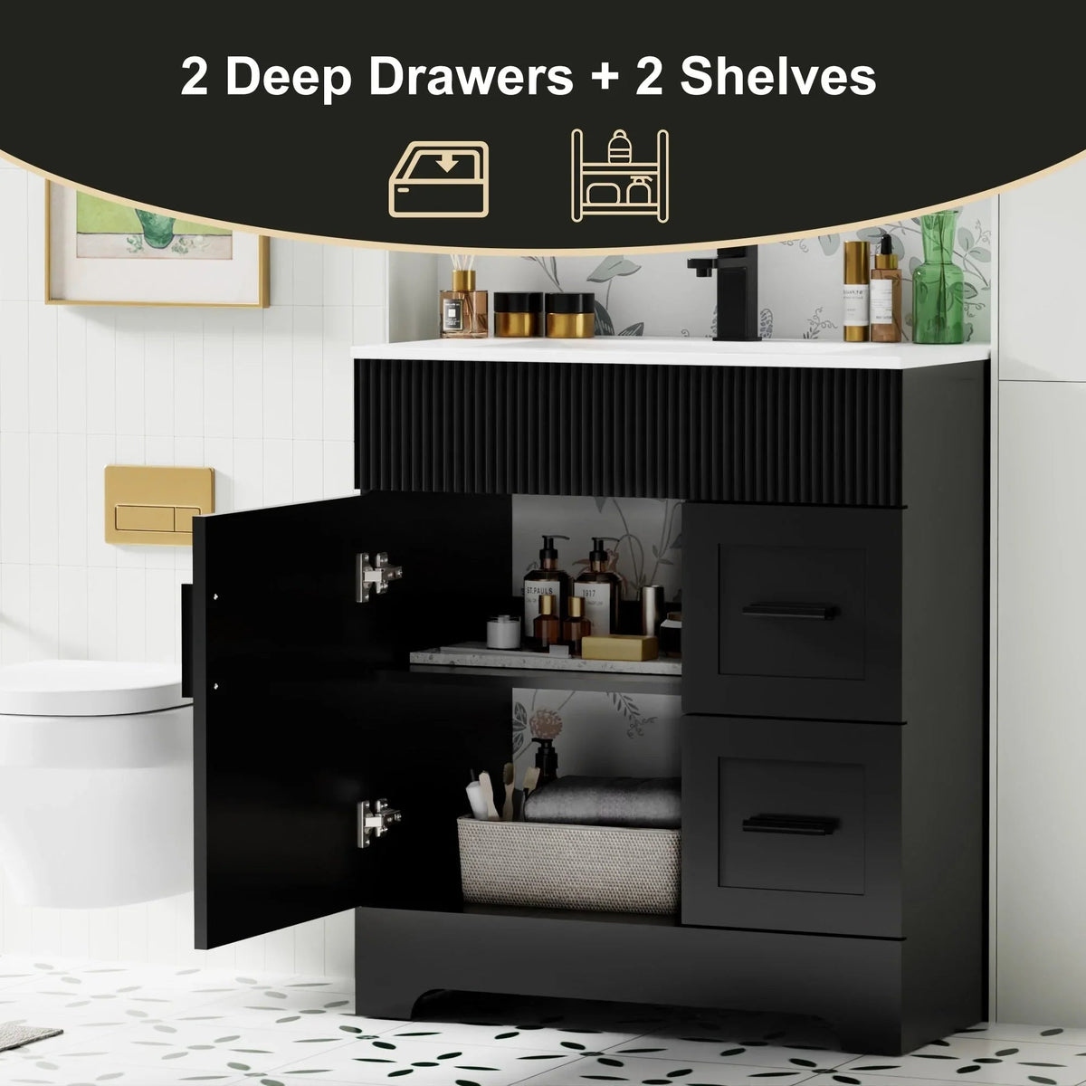 Zestaw łazienkowy Wavy Line 30/36/48 z umywalką i baterią