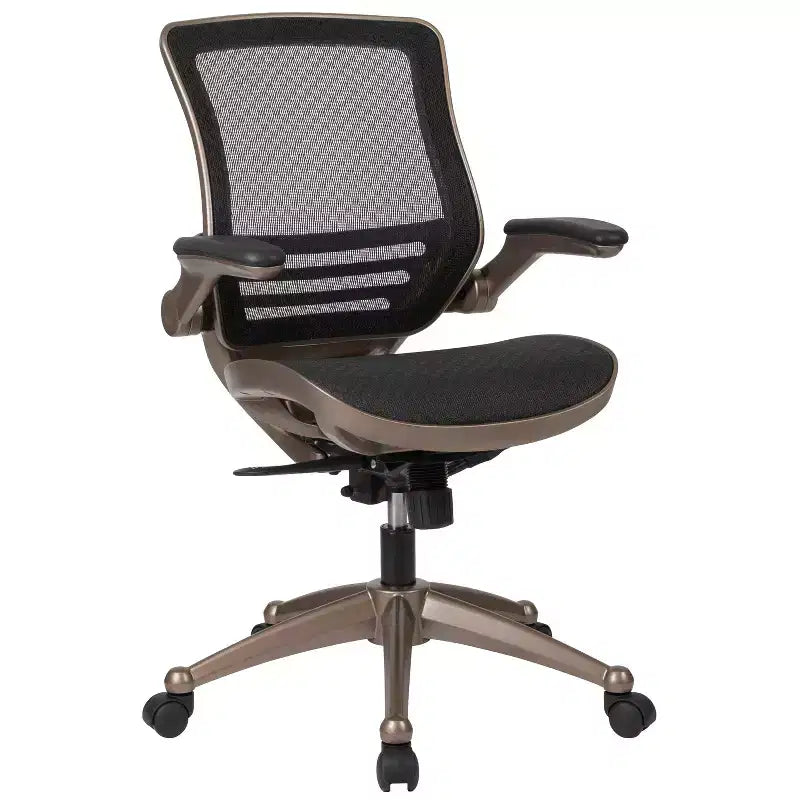 Obrotowe krzesło biurowe gabinetowe Flash Furniture z przezroczystej siatki, z zagłówkiem do połowy pleców i podnoszonymi podłokietnikami