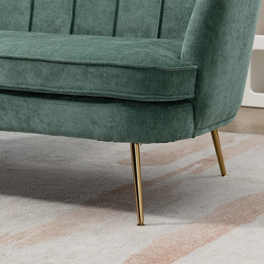 Mała dwuosobowa sofa do pokoju ze złotymi metalowymi nogami - 2 miejsca