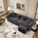 Rozkładana sofa 3 w 1 Whisen Velvet typu king-size z ruchomym podnóżkiem i pikowanym wzorem