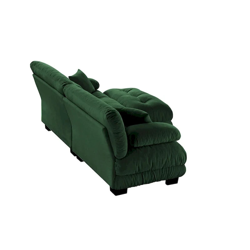 Narożna sofa dwuosobowa typu szezlong, szezlong szezlongowy z szenili z poduszkami lędźwiowymi