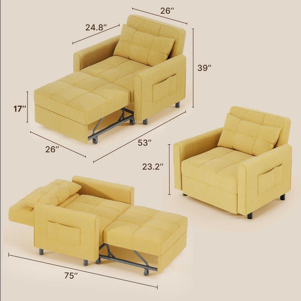 Wielofunkcyjna sofa 3 w 1 z funkcją spania, rozkładany fotel, składane łóżko do salonu