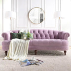 Sofa Chesterfield La Rosa 84 w stylu Mid-Century Modern, tapicerowana aksamitem i przeszywana głęboko