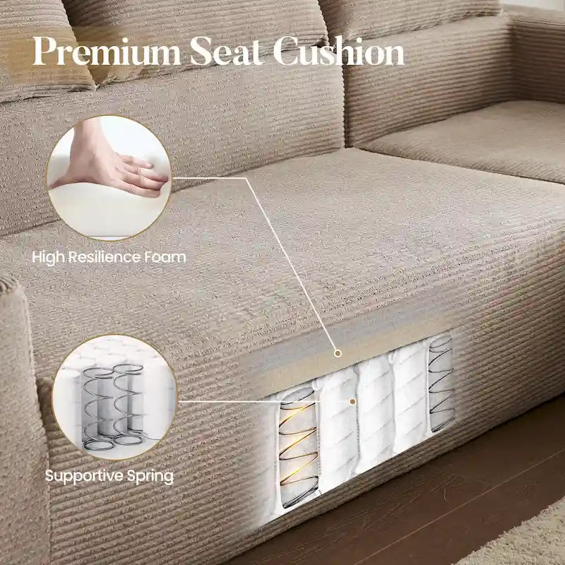 HOOOWOOO Nowoczesna narożna sofa modułowa w stylu minimalistycznym, wykonana z sztruksu, do salonu