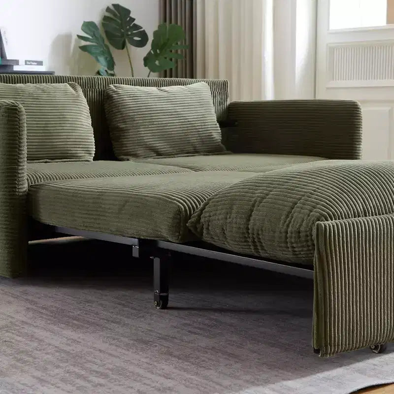 64,5-calowa rozkładana sofa 3 w 1 z sztruksu z funkcją spania