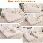 Rozkładana sofa 5 w 1, modułowa kanapa 78,8" z sztruksu z solidną ramą, wielofunkcyjny futon do małych przestrzeni, salonu i pokoju gościnnego