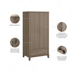 Wysoka szafka do przedpokoju Somerset z drzwiczkami i szufladą marki Bush Furniture