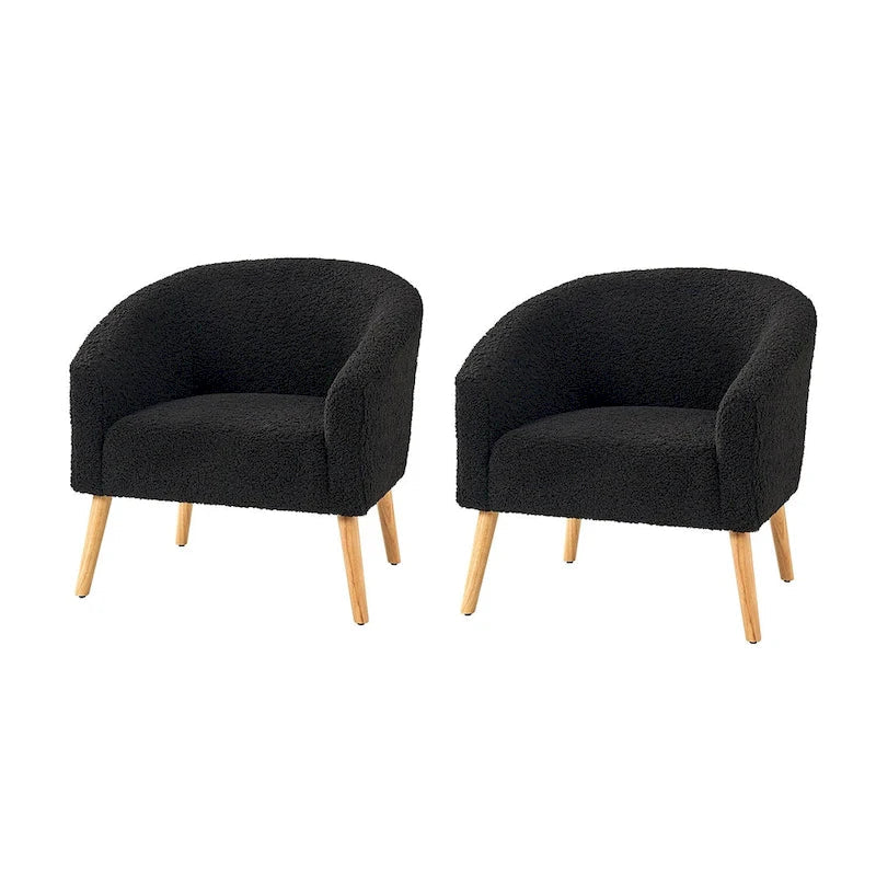 Zestaw 2 foteli Sheila Modern 30 W Boucle z nogami z litego drewna od HULALA HOME