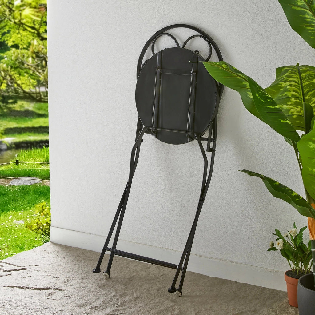 Glitzhome Zewnętrzny metalowy składany zestaw bistro 3-częściowy: stół i krzesła tarasowe