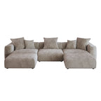 141.73 Modułowa sofa narożna, sofa z prążyniny w kształcie litery U z pufami