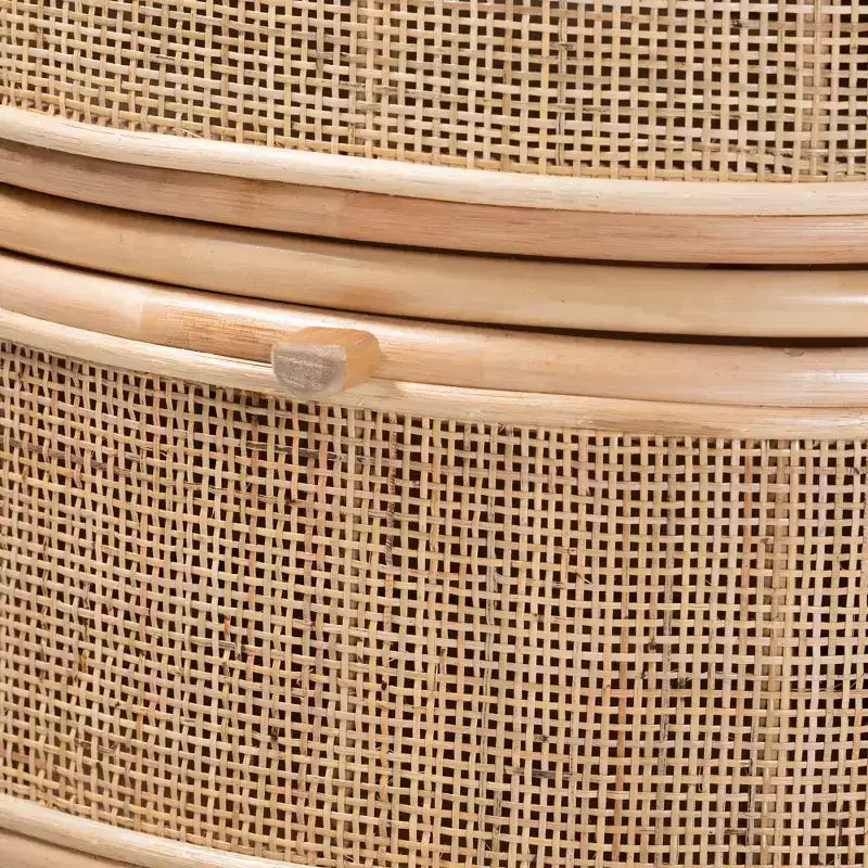 bali & pari Oleta Nowoczesna Szafka Nocna Boho Naturalny Brązowy Rattan 2 Szuflady