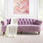 Sofa Chesterfield La Rosa 84 w stylu Mid-Century Modern, tapicerowana aksamitem i przeszywana głęboko
