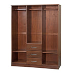 Palace Imports 100% szafa trzydrzwiowa Cosmo z litego drewna, z drzwiami z litego drewna lub lustrzanymi