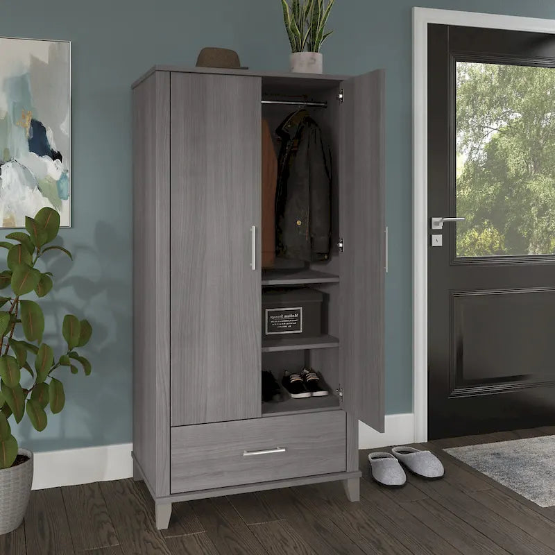 Wysoka szafka do przedpokoju Somerset z drzwiczkami i szufladą marki Bush Furniture