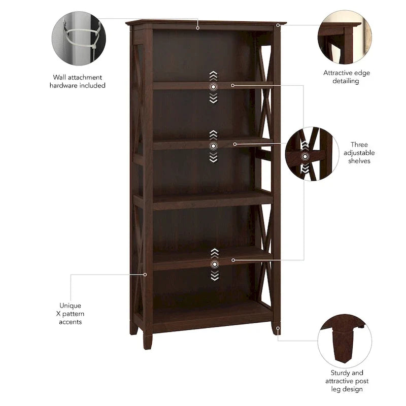 Zestaw regałów na książki Key West 5 półek marki Bush Furniture