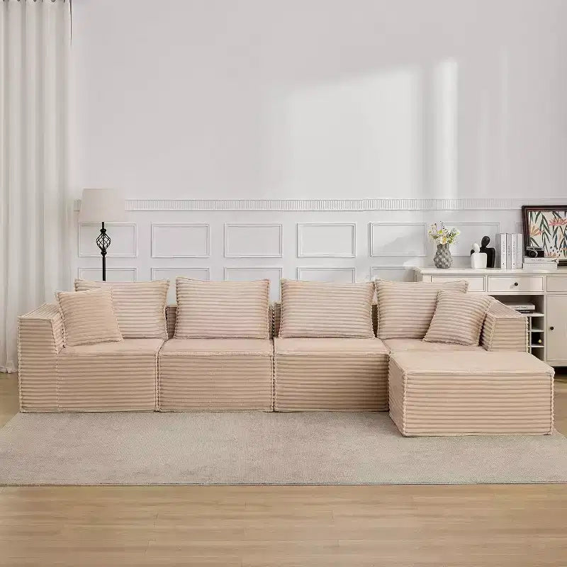 107/ 137 Modułowa narożna sofa Cloud,Sofa głęboka bezszkieletowa,Rozkładane wygodne sofy podłogowe z otomanami i pianką memory