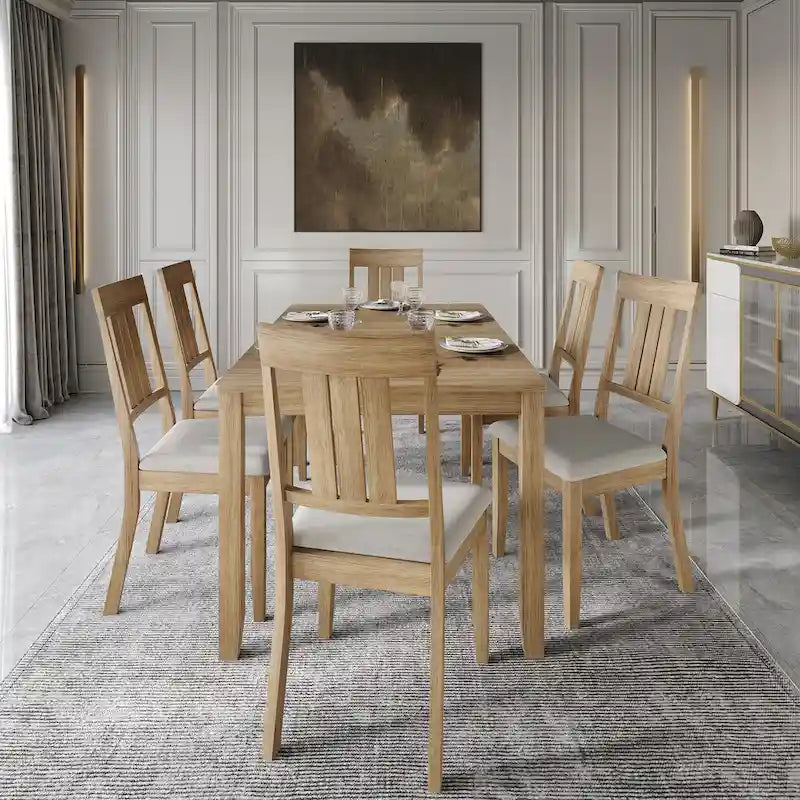 7-częściowy drewniany zestaw jadalniany CraftPorch Classic