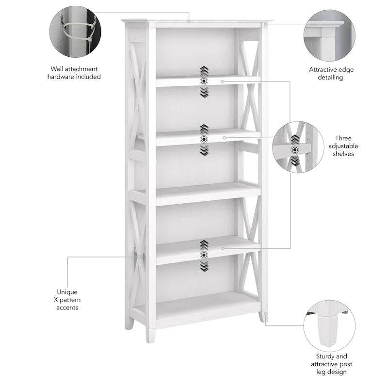 Zestaw regałów na książki Key West 5 półek marki Bush Furniture