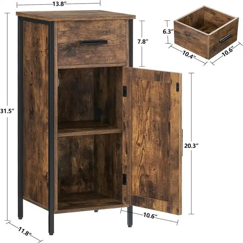 Wąska szafka podłogowa z 1 drzwiczkami i 1 szufladą - 11,8D x 13,8S x 31,5W
