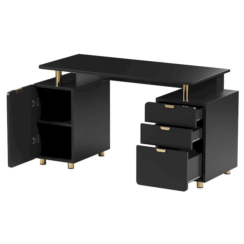 Nowoczesne zawieszone biurko gabinetowe z 3 szufladami i eleganckim blatem roboczym