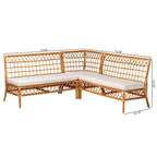 Zestaw 3-częściowy do jadalni z ławką Capella Modern Bohemian Honey Rattan
