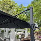 MAISON ARTS 12-stopniowy automatyczny hydrauliczny parasol wspornikowy, aluminiowy słup, obrót o 360 stopni