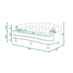 Sofa Chesterfield La Rosa 84 w stylu Mid-Century Modern, tapicerowana aksamitem i przeszywana głęboko