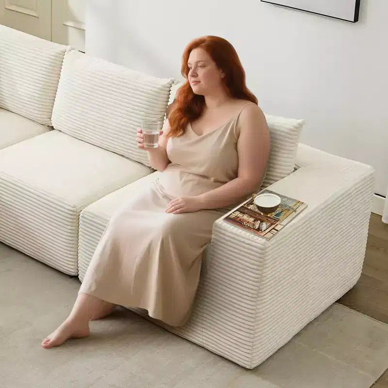 108 Nowoczesna sofa, 3-osobowa sofa tapicerowana w kształcie litery L z poduszkami, sofa z głębokim siedziskiem, bez konieczności montażu