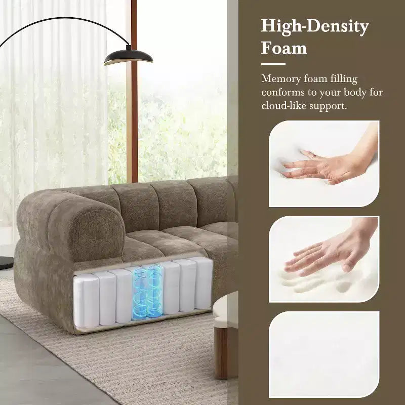 Sofa modułowa w kształcie litery L Christopher Knight Home Keri 122 w stylu nowoczesnym, z pianki o wysokiej gęstości, z niskim oparciem