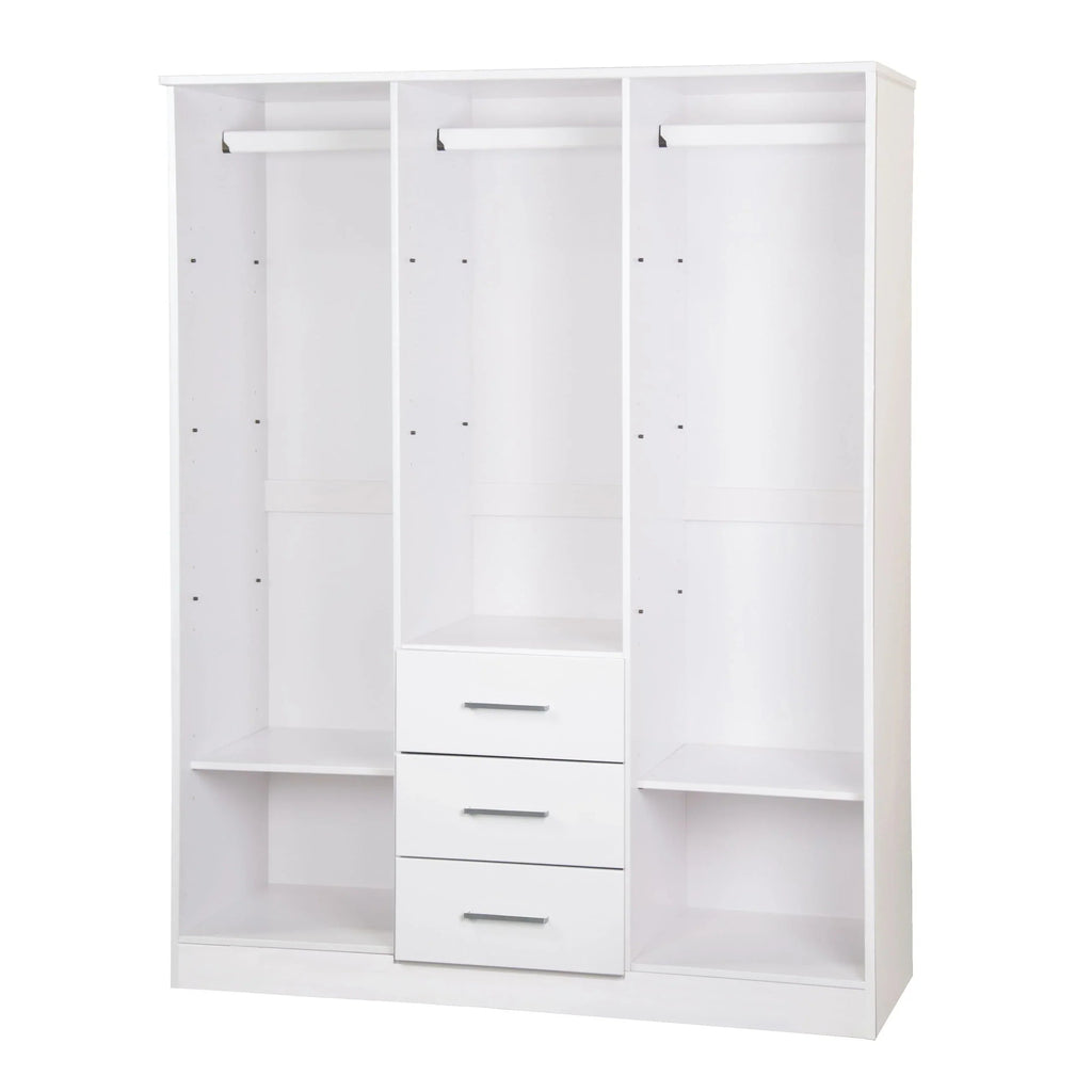 Palace Imports 100% szafa trzydrzwiowa Cosmo z litego drewna, z drzwiami z litego drewna lub lustrzanymi